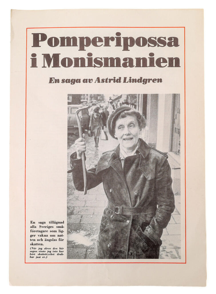 Sonderdruck von Astrid Lindgrens „Pomperipossa i Monismanien“ aus Expressen, 1976