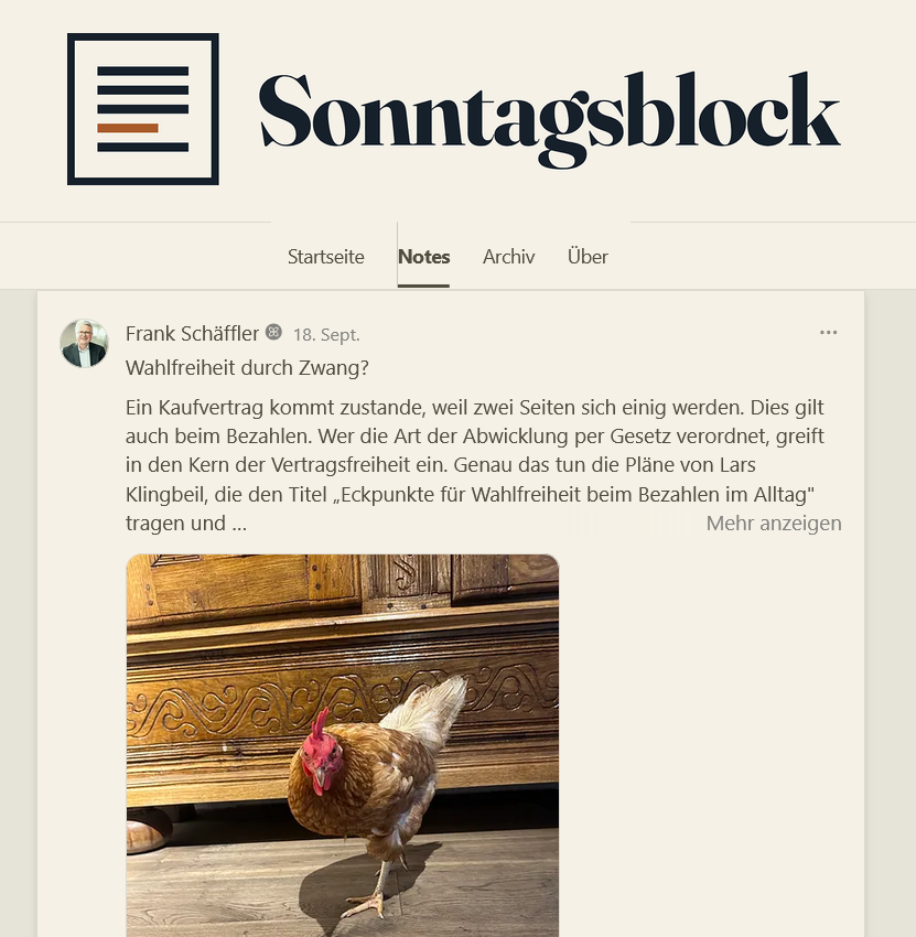 Sonntagsblock von Frank Schäffler auf Substack